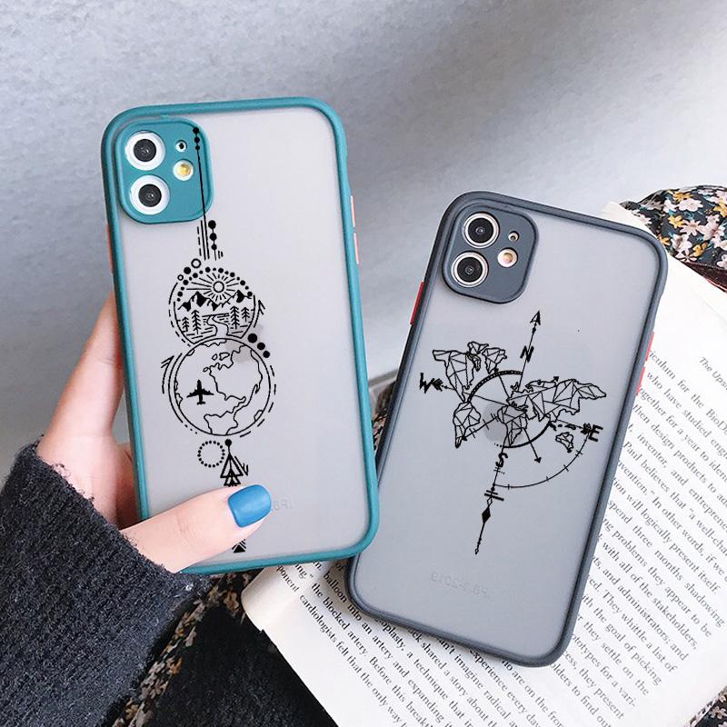World Map Travel Camera Protection Phone Case For iPhone 11 13 12 14 15 16 Pro Max Mini 7 8 Plus XS XR SE20 Plane Hard PC Cover