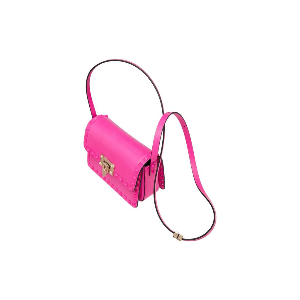 Valentino Rockstud 23 Verstellbarer Schultergurt Hakenverschluss Nietenbesatz Kalbsleder Tragetasche Schultertasche Damen Taschen Pink W2B0M42AZSUWT