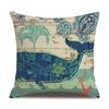 Linen Pillowcase Hand-painted Marine Cotton Linen Coral Seahorse Starfish Octopus Home Soft Furnishing Cushion Cover