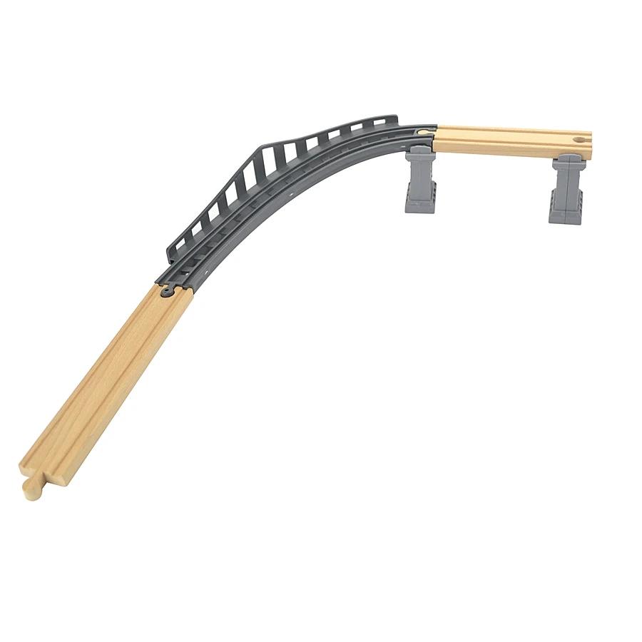 Non-Toxic Wooden Track Accessories Plastic Ramp Track Overpass Curve Electric Railway S Tracks Fit All Brand Wooden Track Toys For Kid