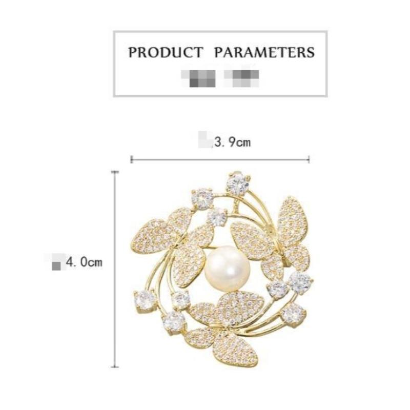 Fashion Flower Brooch Rhinestone Decoration Vintage Rhinestone Brooch Backpack Brooch Gift