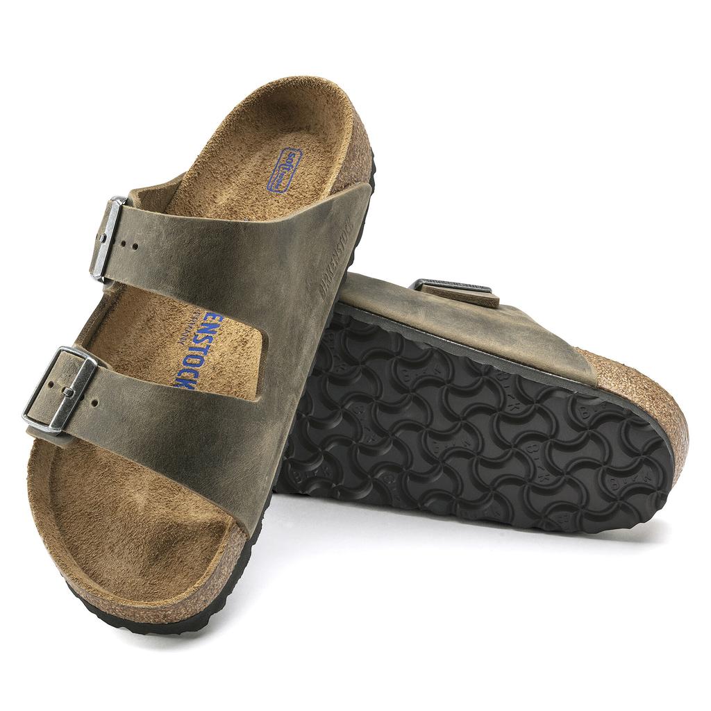 Klapki Unisex Birkenstock Arizona Soft Footbed Oiled Leather Zielone Narrow Wąskie (1019377) 38.0