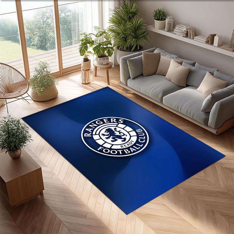 Rangers FC Soccer Football Pattern Soft Area Rug Non Slip Indoor Floor Carpet Sports Decor Mat for Bedroom