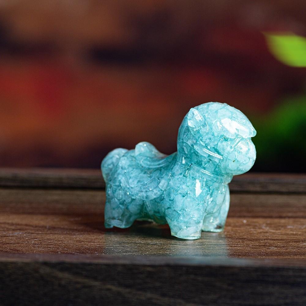 Resin Animal Ornament With Water Crystal Fill For Office Desk And Wealth Enhancement
