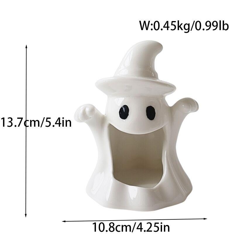 Cartoon Candlestick Ceramic Ghost Candlestick Halloween Ghost Candle Holder Home Desktop Decorative Ornaments Handicraft