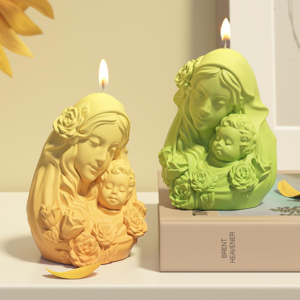Mother's Day Aromatherapy Candle Silicone Mold Soap Mould Mother and Child Ornament Aromatherapy Gypsum Mold Mother’s Day Gift