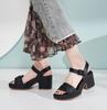 Thick Velcro Easy to Walk [ZUYEE] Women's Sandals, Heel, Strap, Comfort, Casual, Soft, in, Black, 23.0cm