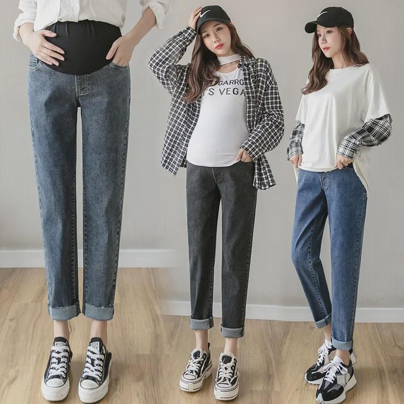 Maternity Loose Fit Wide-Leg Denim Harem Pants for Autumn/Winter