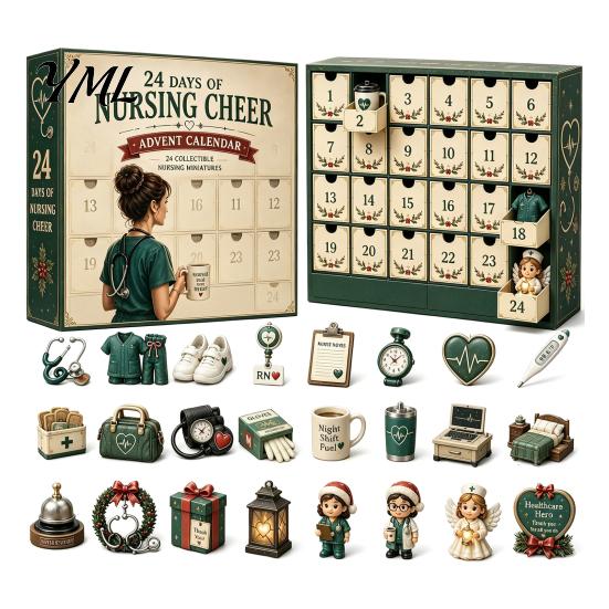 Simulation Scene Accessories 2026 Career Advent Calendar, 24-Day Countdown Box with Mini Occupation Retro Gift Set Figures, Community Helper Ornament