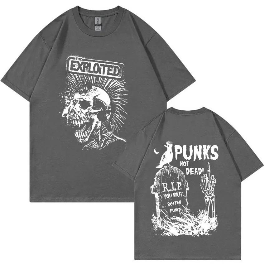 Rock Band The Exploited Retro Graphic póló Punks Not Dead Streetwear póló Unisex Unisex Hip Hop 100% pamut túlméretezett pólók Unisex