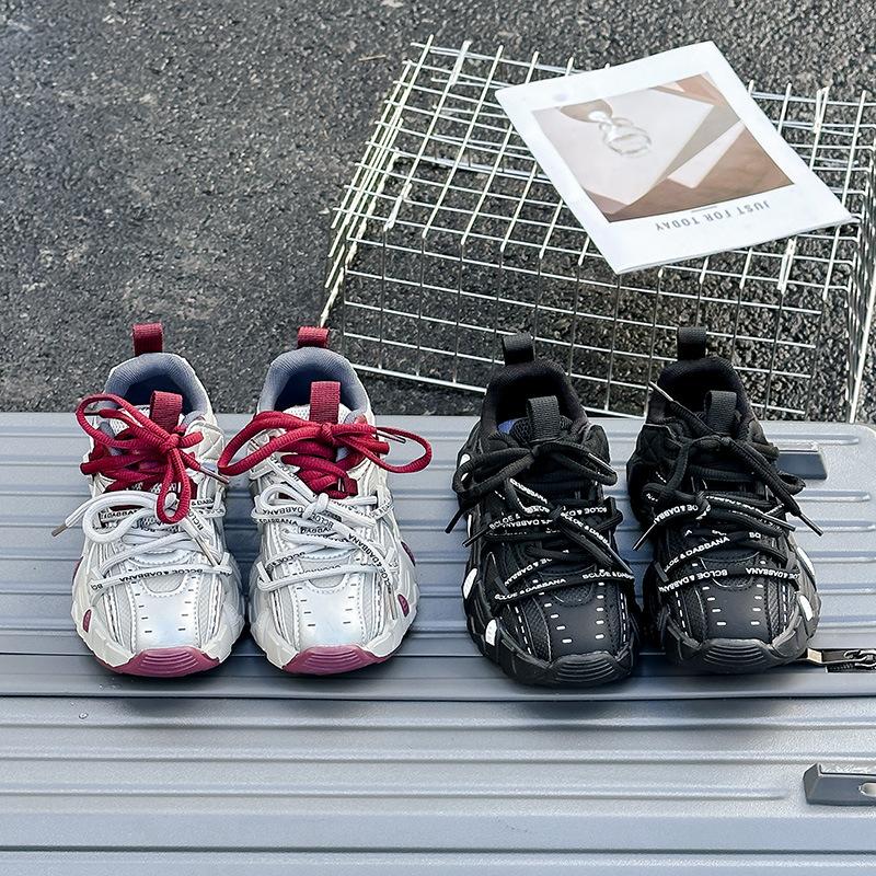 Angola Red Children's Shoes 2025 Spring New Korean Version Trendy Brand Girls Sports Shoes Boys Dad Shoes Casual