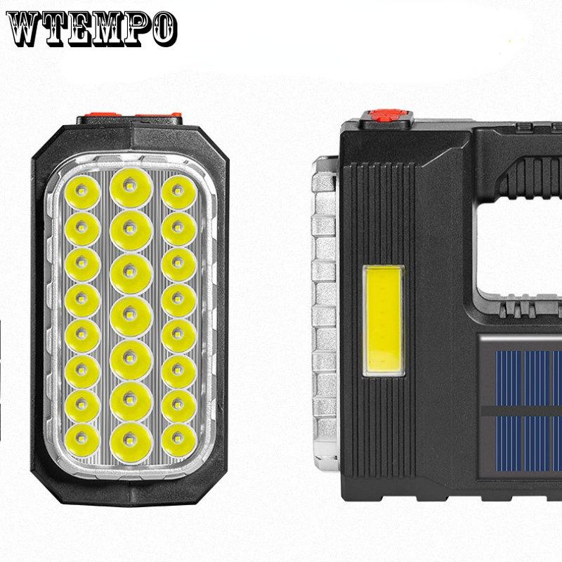 LED Portable Searchlight USB Rechargeable Lighting Outdoor Waterproof Flashlight with Side Light Solar Flashlight