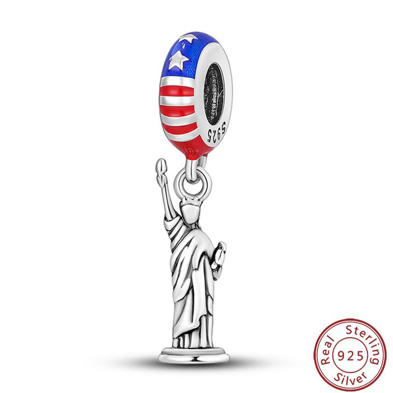 Meaning Series Copper Metal USA Flag Independence Day Statue Of Liberty Charm Bead Components Bead Components 3mm Do It Yourself High Quality Fine