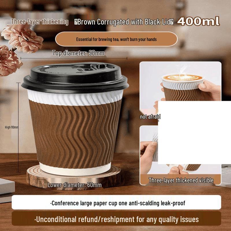 Disposable Corrugated Paper Coffee Cups with Lids