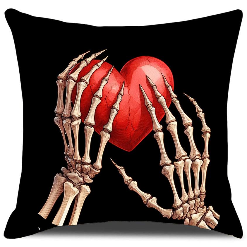 Niche Valentine's Day Skeleton Hand Love Pillow Case Line Cushion Pillow Household Sofa Pillow Case