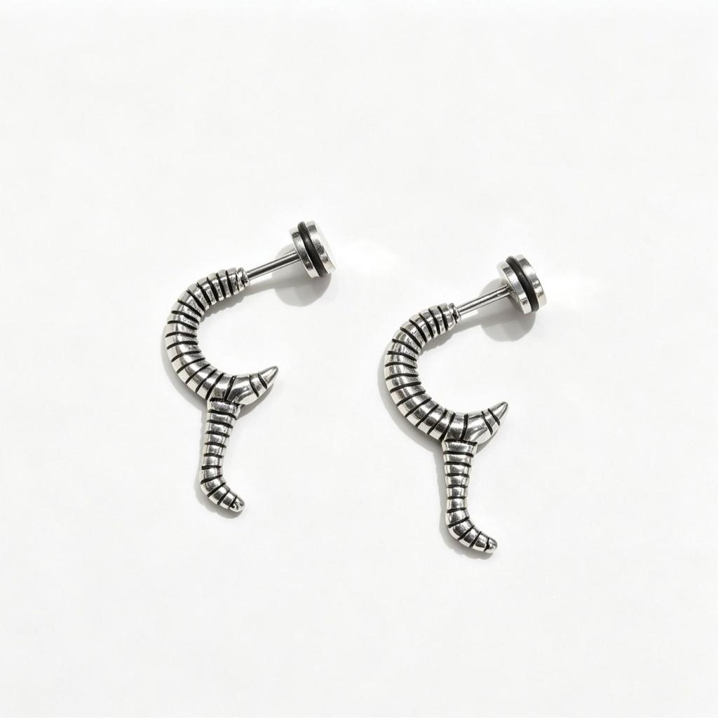 Retro Distressed Star Skull Cross Stud Earrings: Punk Stainless Steel Screw Back for Men