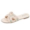 Beautiful flat-bottomed cool slippers for women to wear 2025 summer new fairy style with skirt half-drag beach sandals
