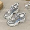 Fashion 2025 Chunky Leather Sneakers Summer Casual Vulcanized Shoes Woman High Platform Breathable Hollow Sneakers 9CM Sport Dad Shoes