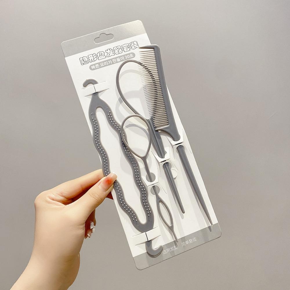 4Pcs/Set Tail Comb Hair Styling Set Pin Design Braiding Pulling Kit French Braid Loop  Home Salon