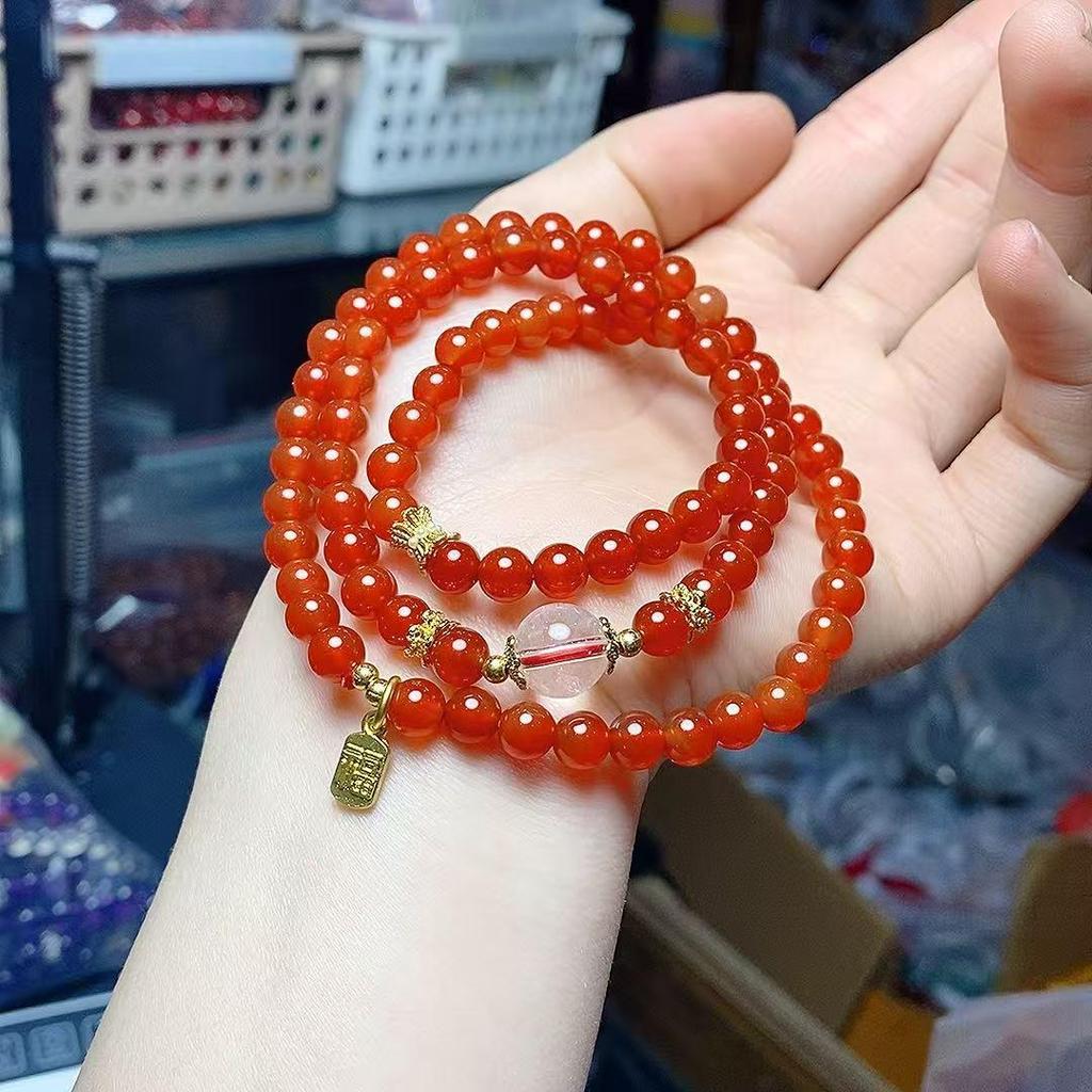 Trendy Multi-Strand Red Agate Women's Bracelet - Exquisite Simple Fashion Design