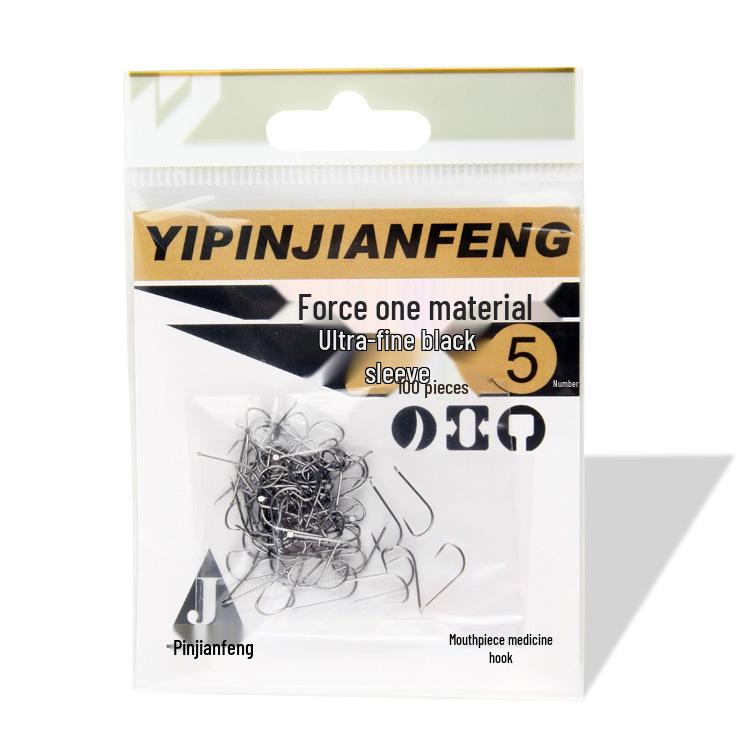Peak Large Barbless Black Sleeve Fish Hooks for Crucian Carp 4# Black Sleeve