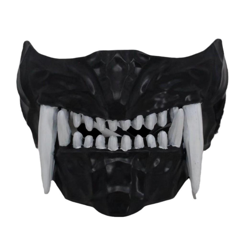 Party Resin Prajna Mask With Long Tooth Design For Halloween And Holiday Events