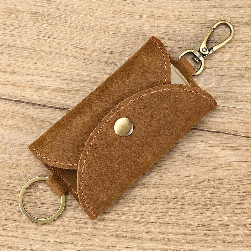 

Genuine Leather Keychain Keys Organizer Case Men Women High Quality Buckle Multifunction Car Key Bag Housekeeper Holders Pouch коричневий