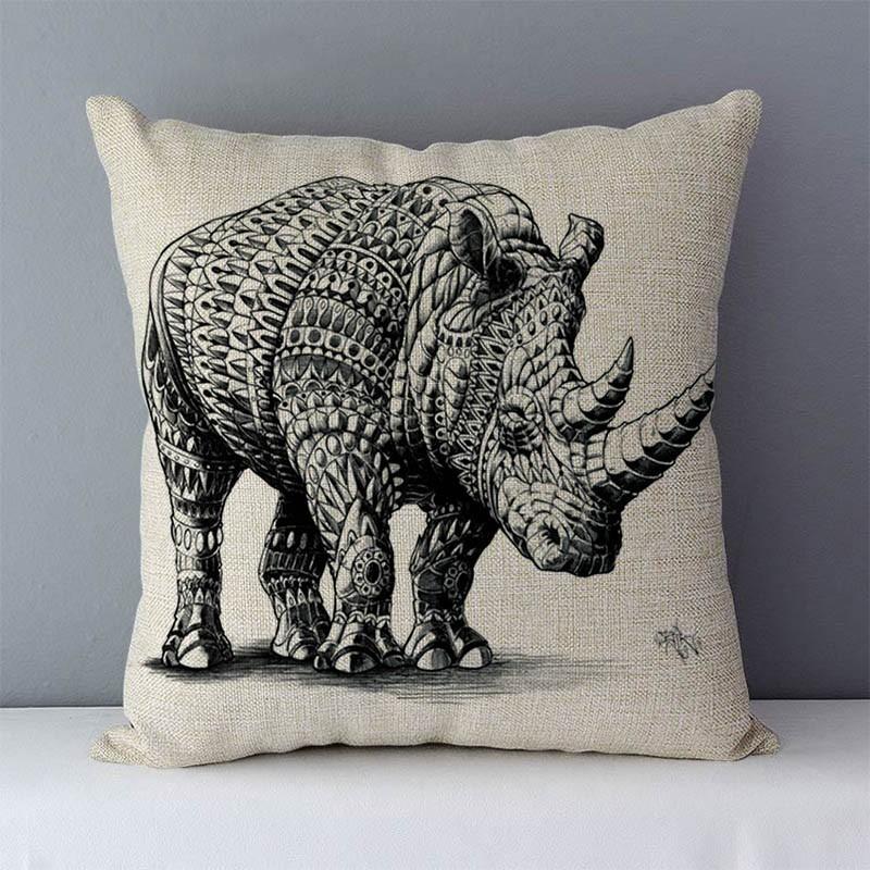 Cushion Home Decorative Pillows Elephant Kola Elk Printed Animals Pillowcase 45x45cm