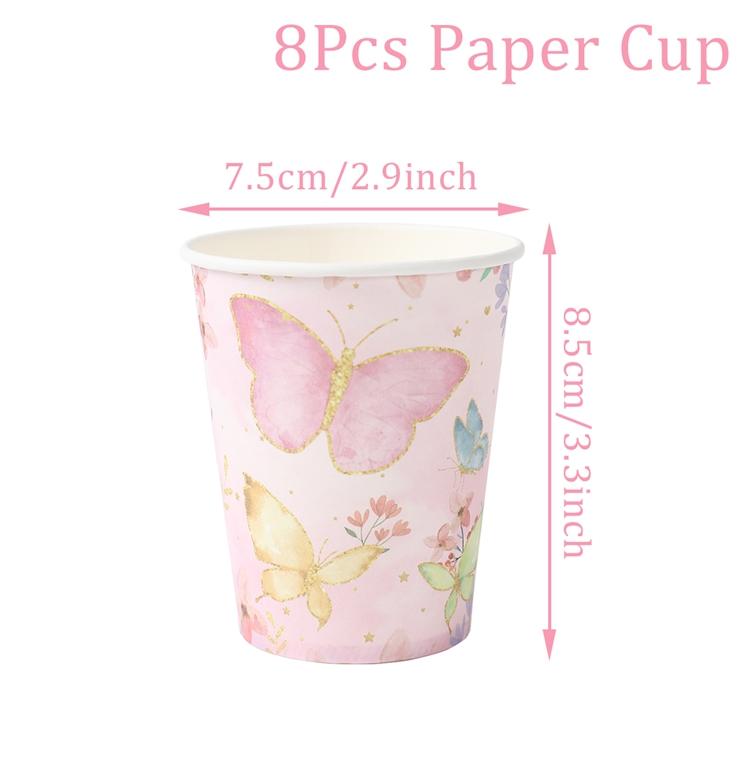 Butterfly Tableware Girls Birthday Party Paper Plates Napkins Cups Decorations Balloons Butterfly Fairy Themed Party Supplies