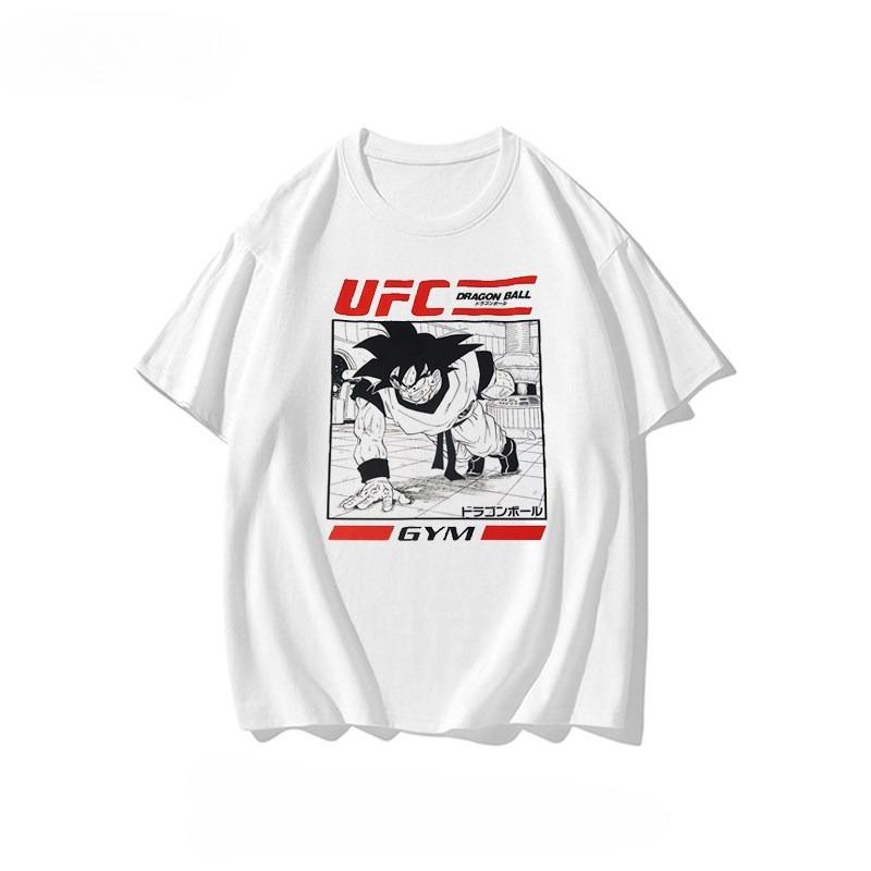 GYM Anime Dragon Ball Gokuthemed Clothing with 2D Printing Trend American Retro Shortsleeved Tshirt for Summer