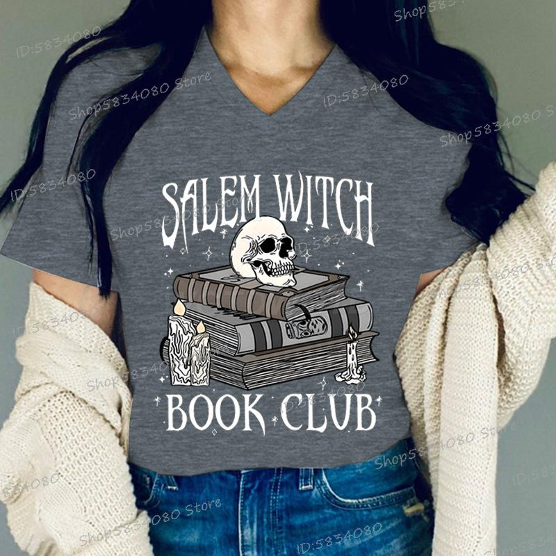 Witch Book Club Shirt for Women Bookish Halloween TShirt Spooky Book Lover Graphic Tee Top Spooky Season Reader Gift Tshirts