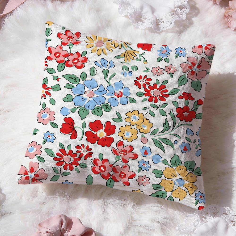 Solid Color Patchwork Floral Cushion Cover Premium Comfort Reversible Pillow Cove Two in One Design for Any Room Car Interior