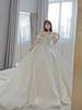 [Housaku Co., Ltd.] Wedding Dress, Illusion Neck, Bell Sleeves, Satin, Elegant, Exquisite Princess Style, Lace-up, A-line, for Concerts, Recitals, Gor