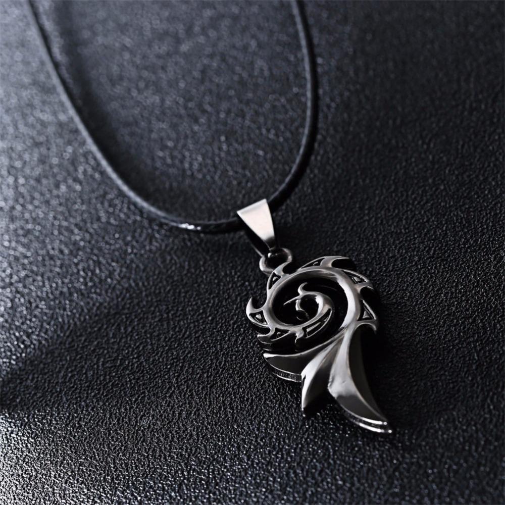 Simple Hip Hop Rock Men's Punk Dragon Flame Leather Pendant Necklace Gun Black Men's Necklace Birthday Gift Niche Party Jewelry