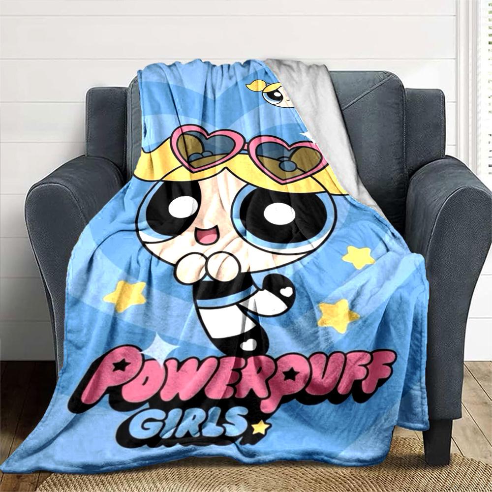 Powerpuff Girls Adventure Flannel Blanket Super Soft Warm Cozy Blanket For Sofa Bed Office Travel Allseason Home Decor Gift