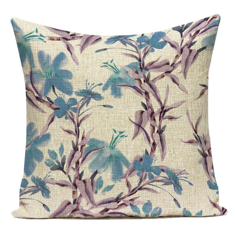 Decorative Throw Pillows Case Purple Lavender Flower Polyester Pillow Cushion Cover for Sofa Home Living Room Decoration