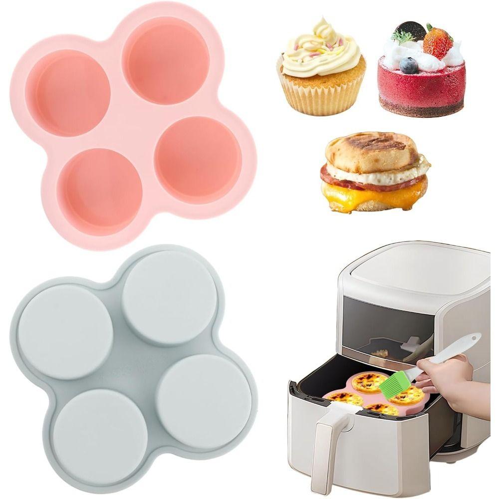 4 Cavity Silicone Mold Non-Stick Round Shape Eggs Mold New Steamer Cooking Mold  Egg Pan