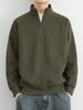Men's Retro Half-Zip Stand Collar Sweatshirt Jacket - Solid Color, Casual, for Spring, Autumn, Winter.