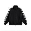 Three Stripes Cardigan Sweatshirt Male's Loose Everyday Stand Collar Jacket Coat Couple Sports Top High Quality Practical Daily Use