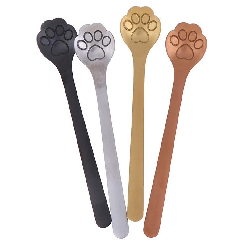 1Pc Stainless Steel Coffee Dessert Spoon Cat Paw Claw Spoon Stirring Spoon