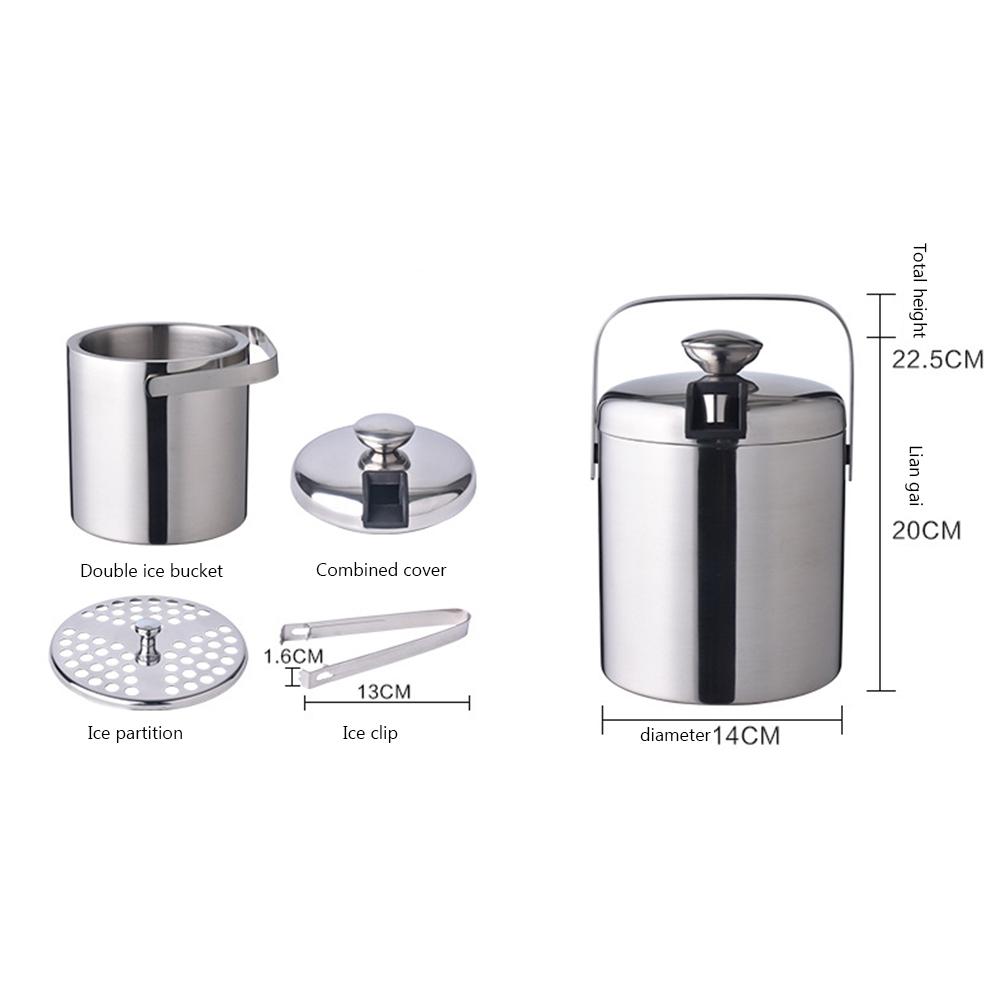 Stainless Steel Double Walled Insulated Ice Buck Ice Bucket Cold Beer Cooler Suitable For Outdoor Camping Home Bar Chilling