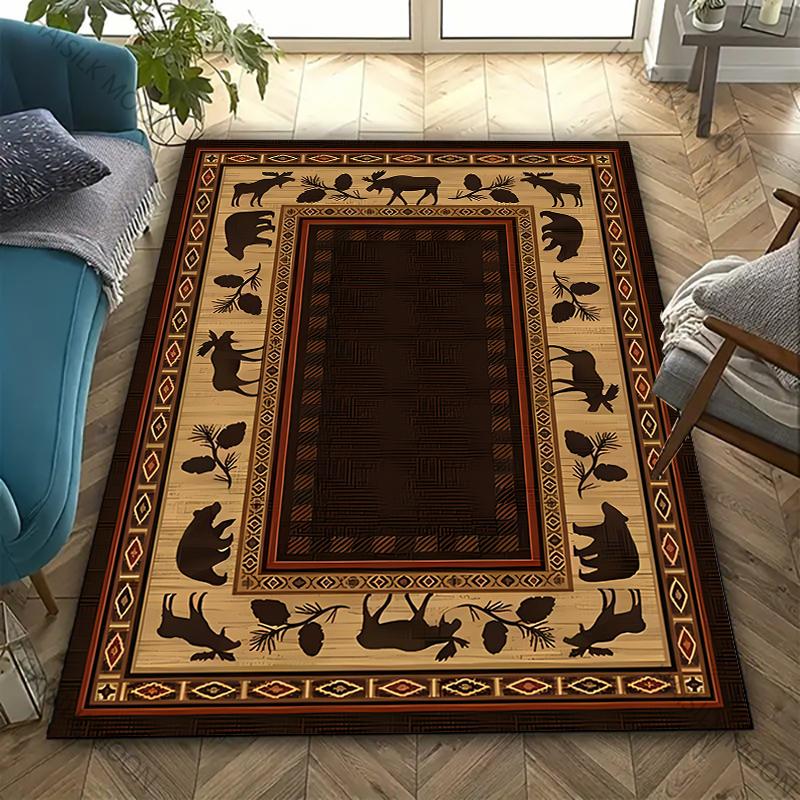 American Country Vintage Style Art Carpet Living Room Bedroom Sofa Large Area Decorative Mat Kids Play Soft Non-slip Rugs Gift