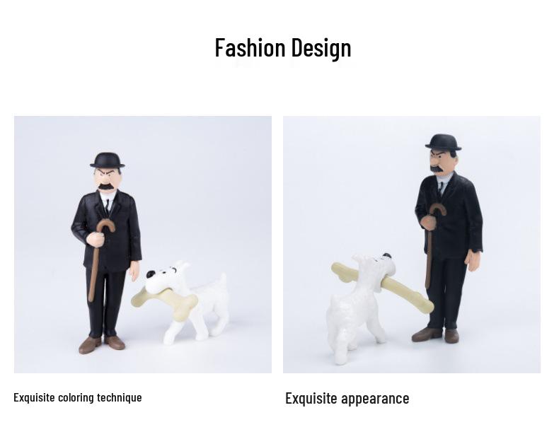 Tintin Adventure Figurines Set: Hand-Painted Cake Decoration Dolls (6 Styles)