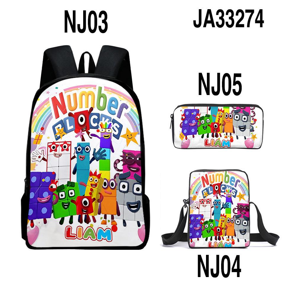 Game Merchandise Digital Building Block Schoolbag Backpack Satchel Pencil Bag Backpack Three-Piece Set