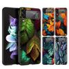 Colorful Leaves Hard PC Phone Case For Samsung Galaxy Z Flip 5 4 3 Black Cover For Galaxy Z Flip 6 Foldable Shockproof Case Capa