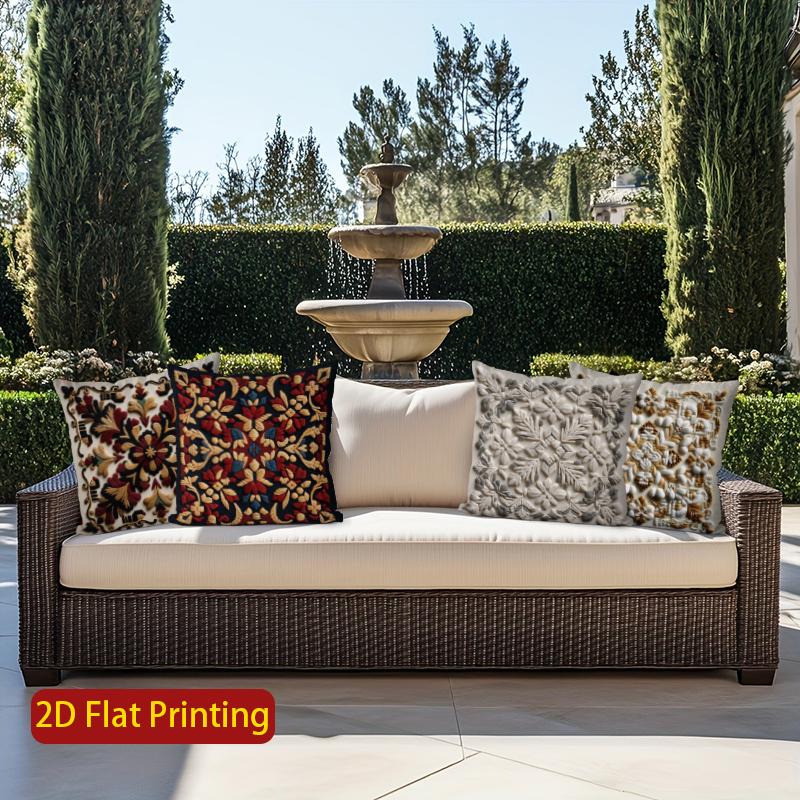 2D Intricate Floral Pattern Decorative Pillow Covers Pattern Cushion Cover Suitable For Sofa Bedroom Car Pillow Cover