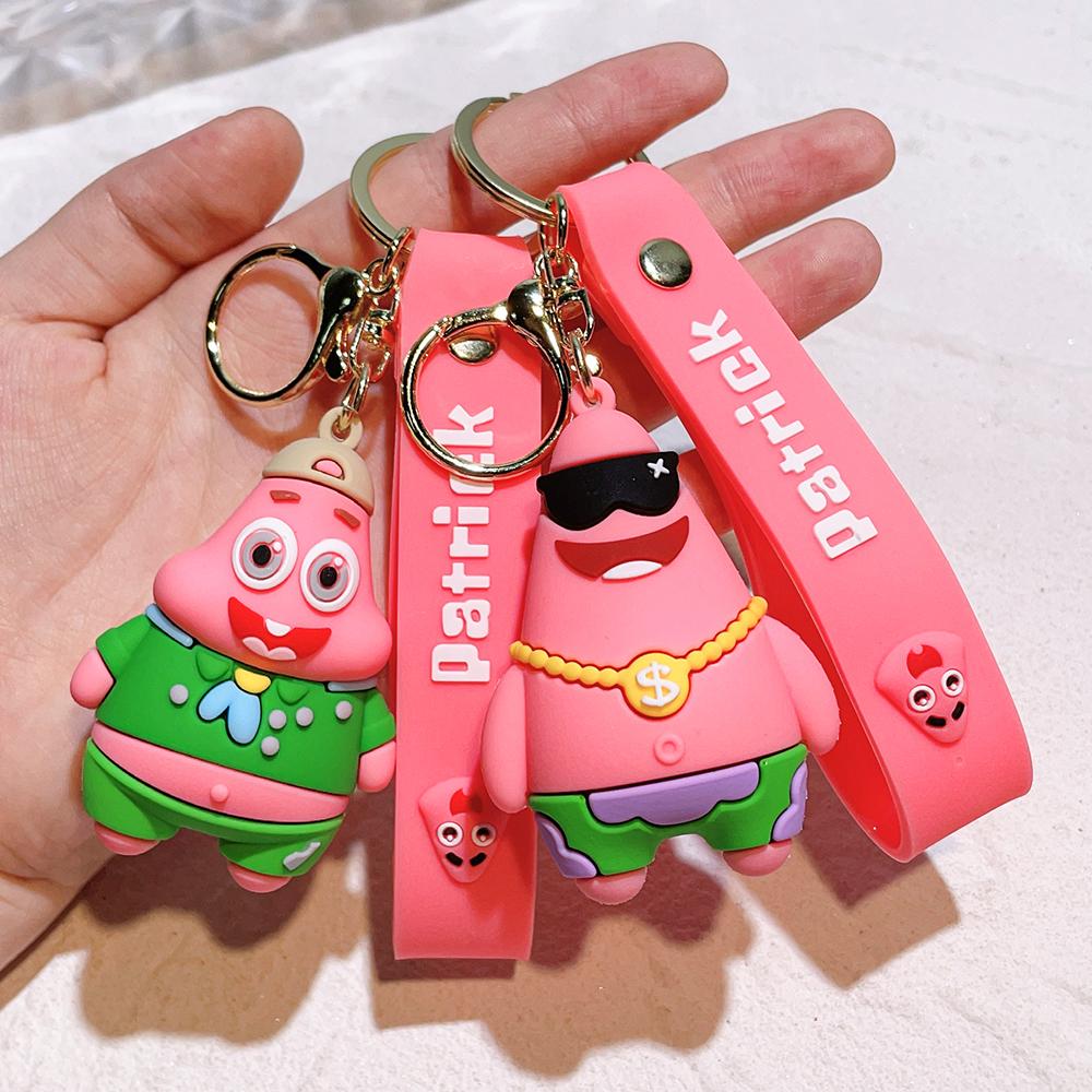 Anime Spongebob Squarepants Keychain Patrick Star Kawaii PVC Toys Keychain Backpack Charm Birthday Gift For Kid
