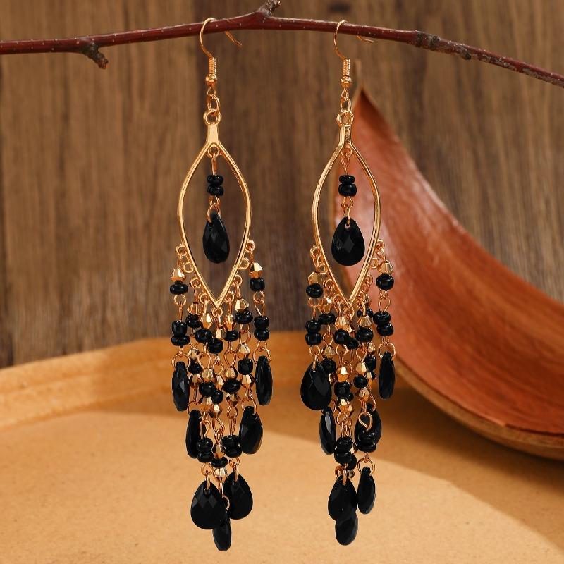 Vintage Bohemian Long Tassel Earrings, Charming Women's Ethnic Jewelry Earrings, Fashionable Party Bohemian Accessories