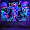 1pc Colorful Tapestry Fiction Astronauts Aliens Print Fluorescent Oversized Tapestry for Birthiday Gift Home Party Wall Decor