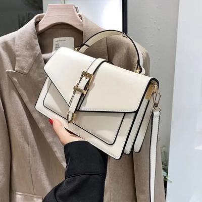 Fashion Handbag Ladies Solid Color Simple Crossbody Bag Women Stylish PU Messenger Shoulder Bag Leisure Bag